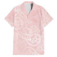 Polynesian Tiare Monstera Soft Pink Family Matching Long Sleeve Bodycon Dress and Hawaiian Shirt Liquid Style - Polynesian Pride
