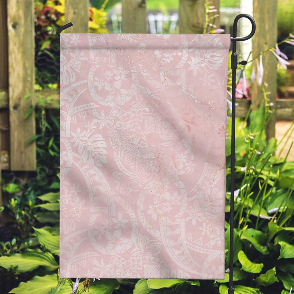Polynesian Tiare Monstera Soft Pink Garden Flag Liquid Style - Polynesian Pride