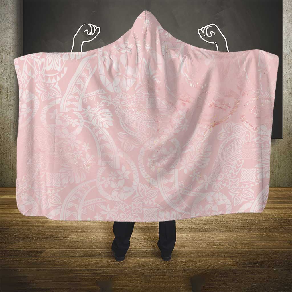 Polynesian Tiare Monstera Soft Pink Hooded Blanket Liquid Style - Polynesian Pride