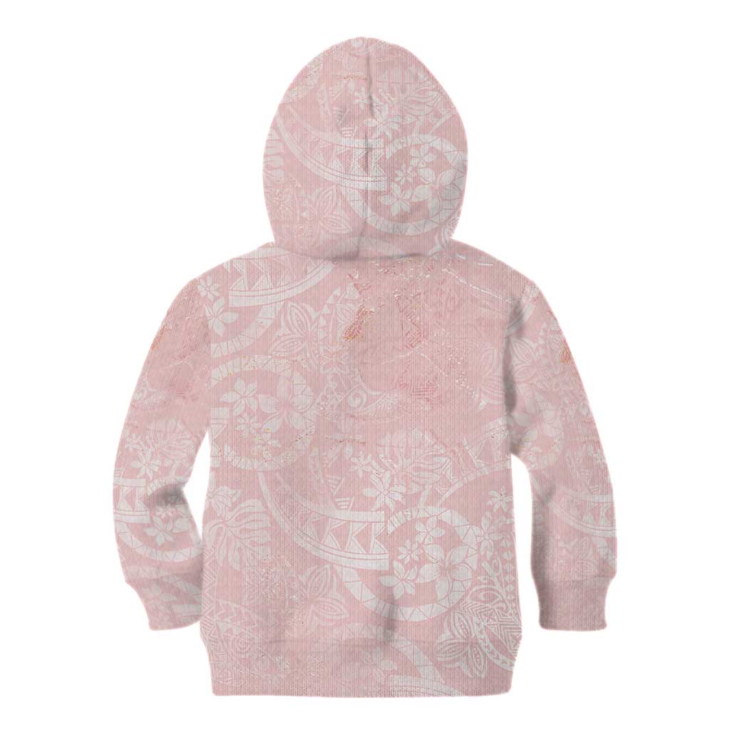 Polynesian Tiare Monstera Soft Pink Kid Hoodie Liquid Style - Polynesian Pride