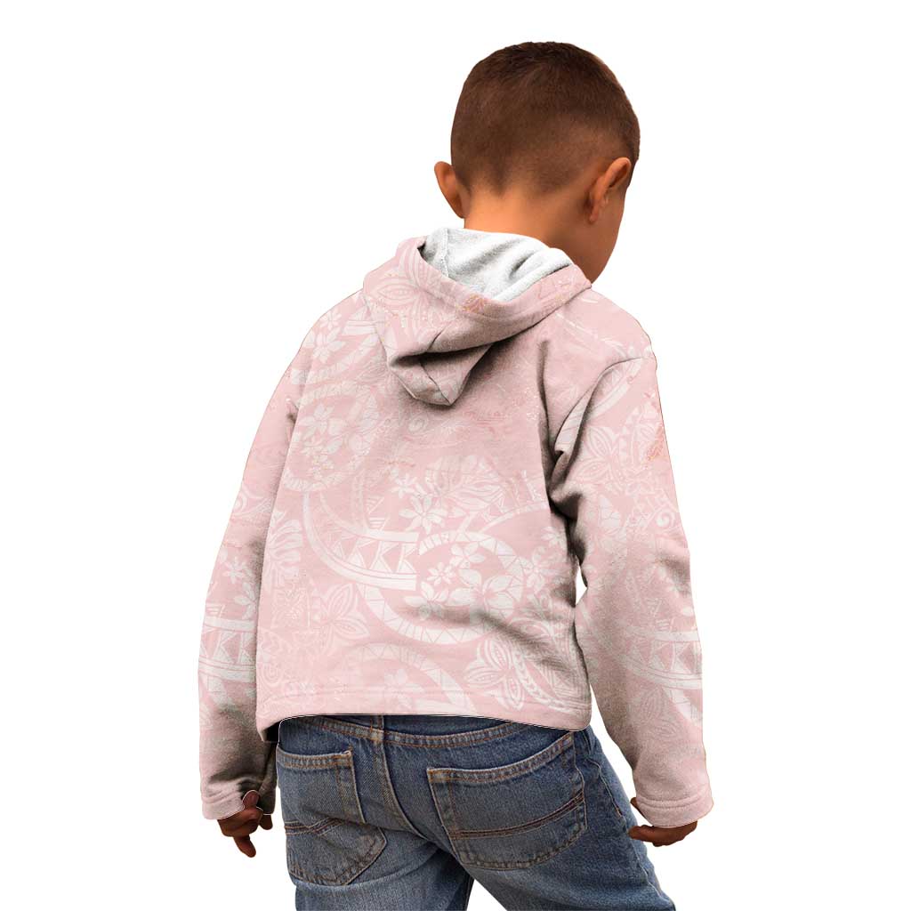 Polynesian Tiare Monstera Soft Pink Kid Hoodie Liquid Style - Polynesian Pride
