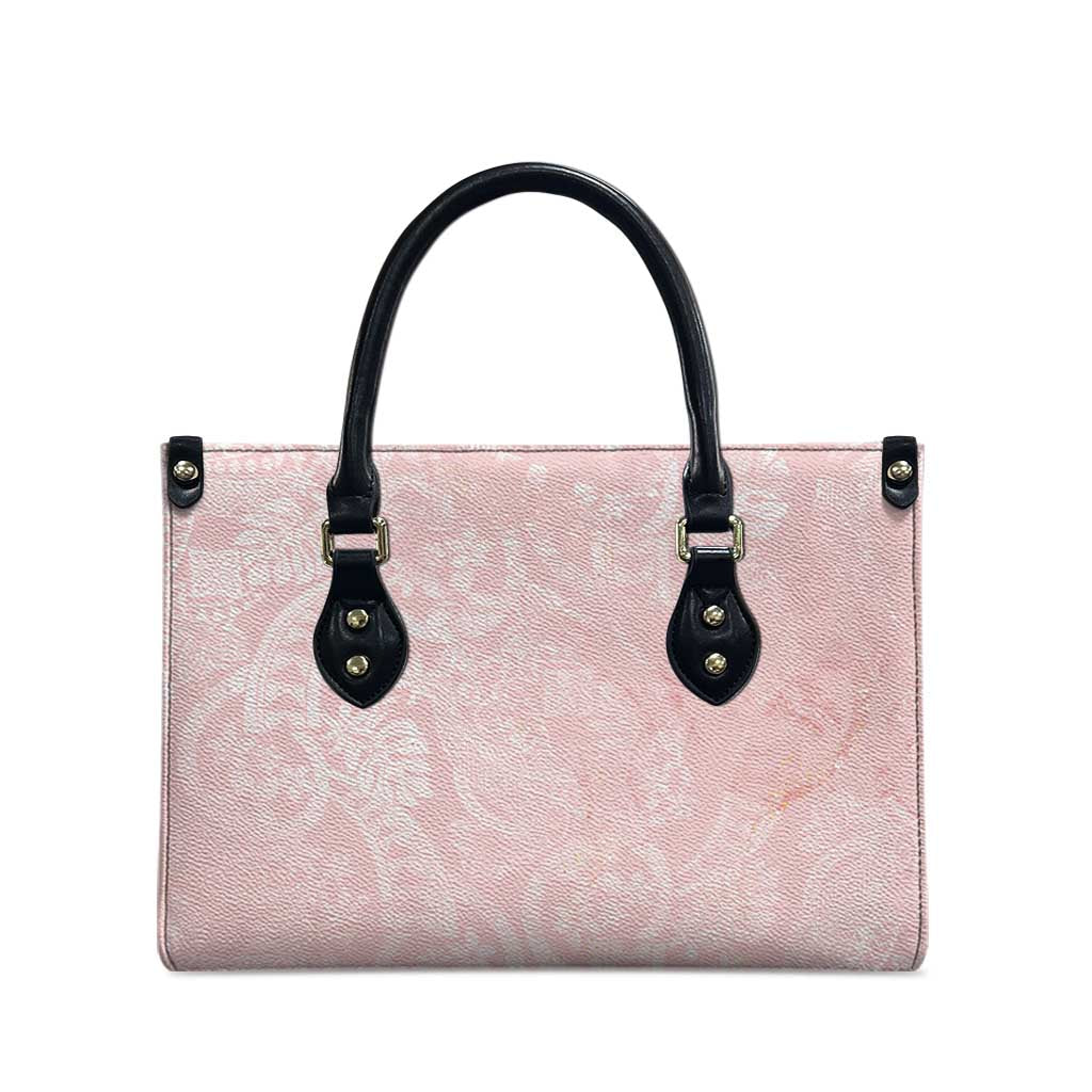 Polynesian Tiare Monstera Soft Pink Leather Bag Liquid Style - Polynesian Pride
