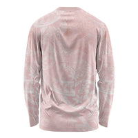 Polynesian Tiare Monstera Soft Pink Long Sleeve Shirt Liquid Style - Polynesian Pride