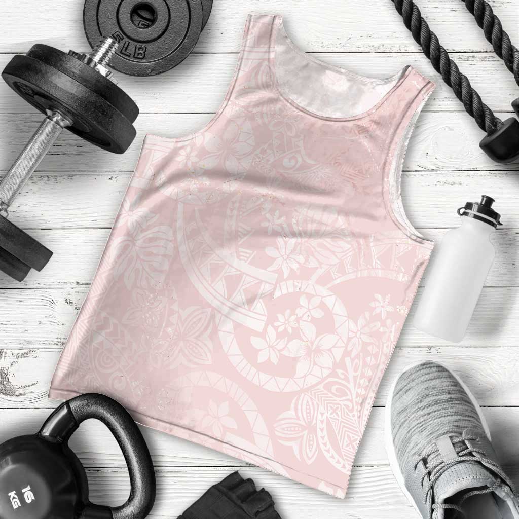 Polynesian Tiare Monstera Soft Pink Men Tank Top Liquid Style - Polynesian Pride