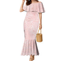 Polynesian Tiare Monstera Soft Pink Mermaid Dress Liquid Style - Polynesian Pride