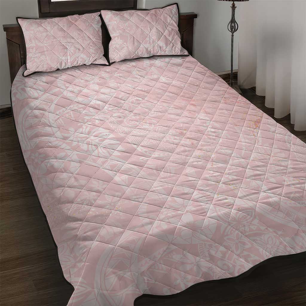 Polynesian Tiare Monstera Soft Pink Quilt Bed Set Liquid Style LT01 Pink - Polynesian Pride