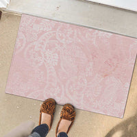 Polynesian Tiare Monstera Soft Pink Rubber Doormat Liquid Style - Polynesian Pride