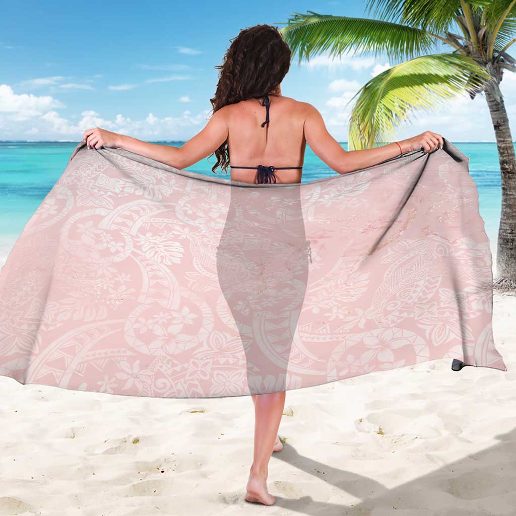 Polynesian Tiare Monstera Soft Pink Sarong Liquid Style - Polynesian Pride