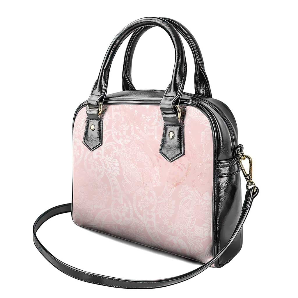 Polynesian Tiare Monstera Soft Pink Shoulder Handbag Liquid Style - Polynesian Pride