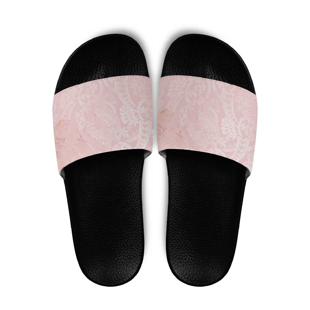 Polynesian Tiare Monstera Soft Pink Slide Sandals Liquid Style LT01 Pink - Polynesian Pride