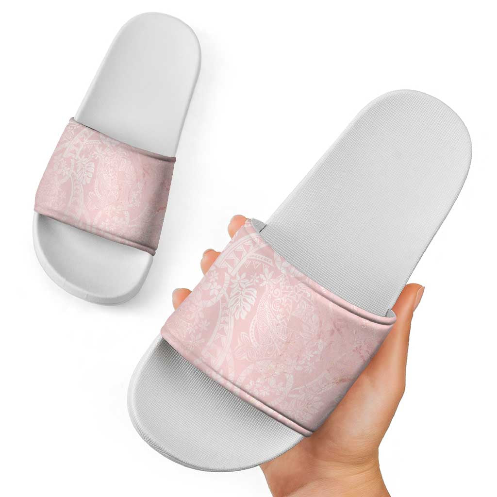 Polynesian Tiare Monstera Soft Pink Slide Sandals Liquid Style - Polynesian Pride