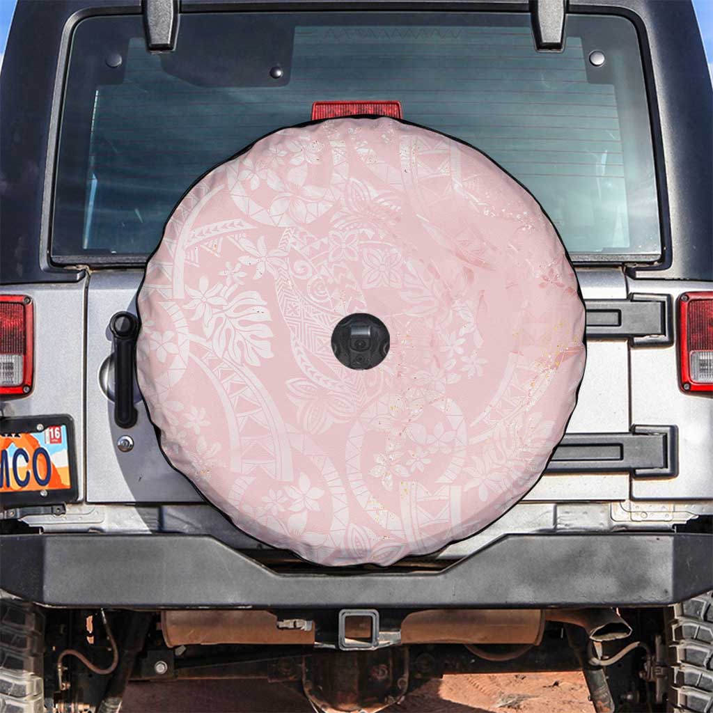 Polynesian Tiare Monstera Soft Pink Spare Tire Cover Liquid Style - Polynesian Pride