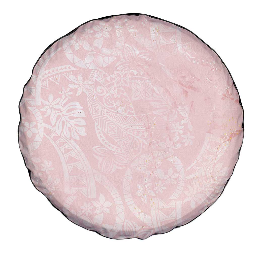 Polynesian Tiare Monstera Soft Pink Spare Tire Cover Liquid Style - Polynesian Pride
