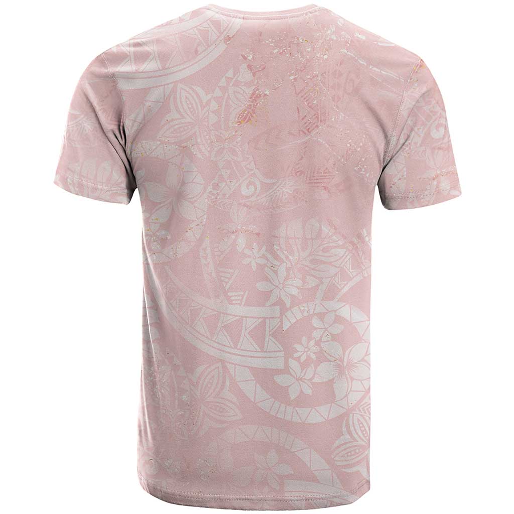 Polynesian Tiare Monstera Soft Pink T Shirt Liquid Style - Polynesian Pride