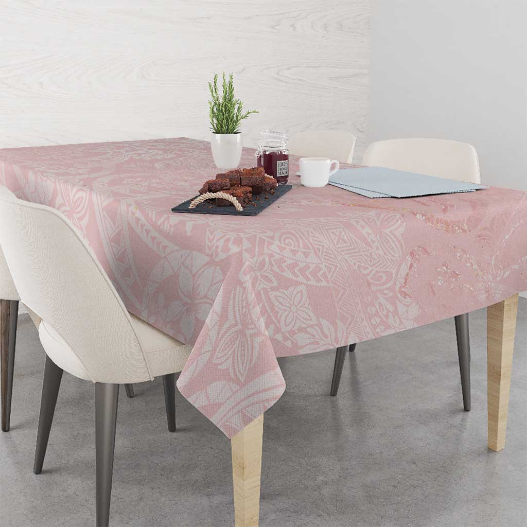 Polynesian Tiare Monstera Soft Pink Tablecloth Liquid Style - Polynesian Pride