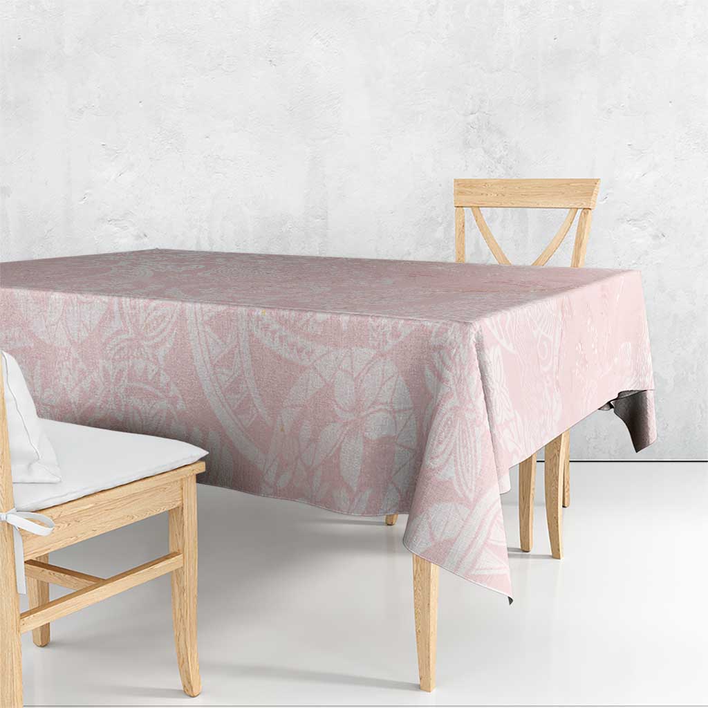 Polynesian Tiare Monstera Soft Pink Tablecloth Liquid Style - Polynesian Pride