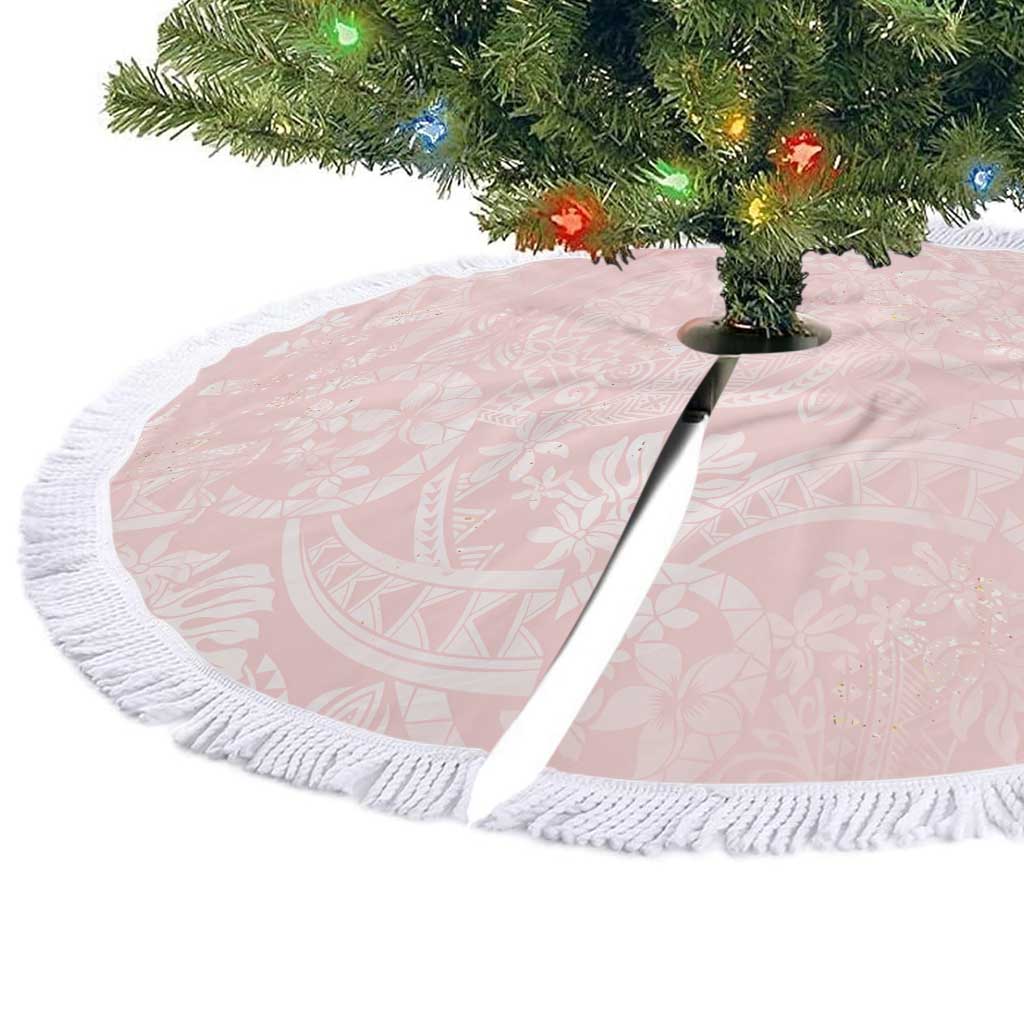 Polynesian Tiare Monstera Soft Pink Tree Skirt Liquid Style - Polynesian Pride