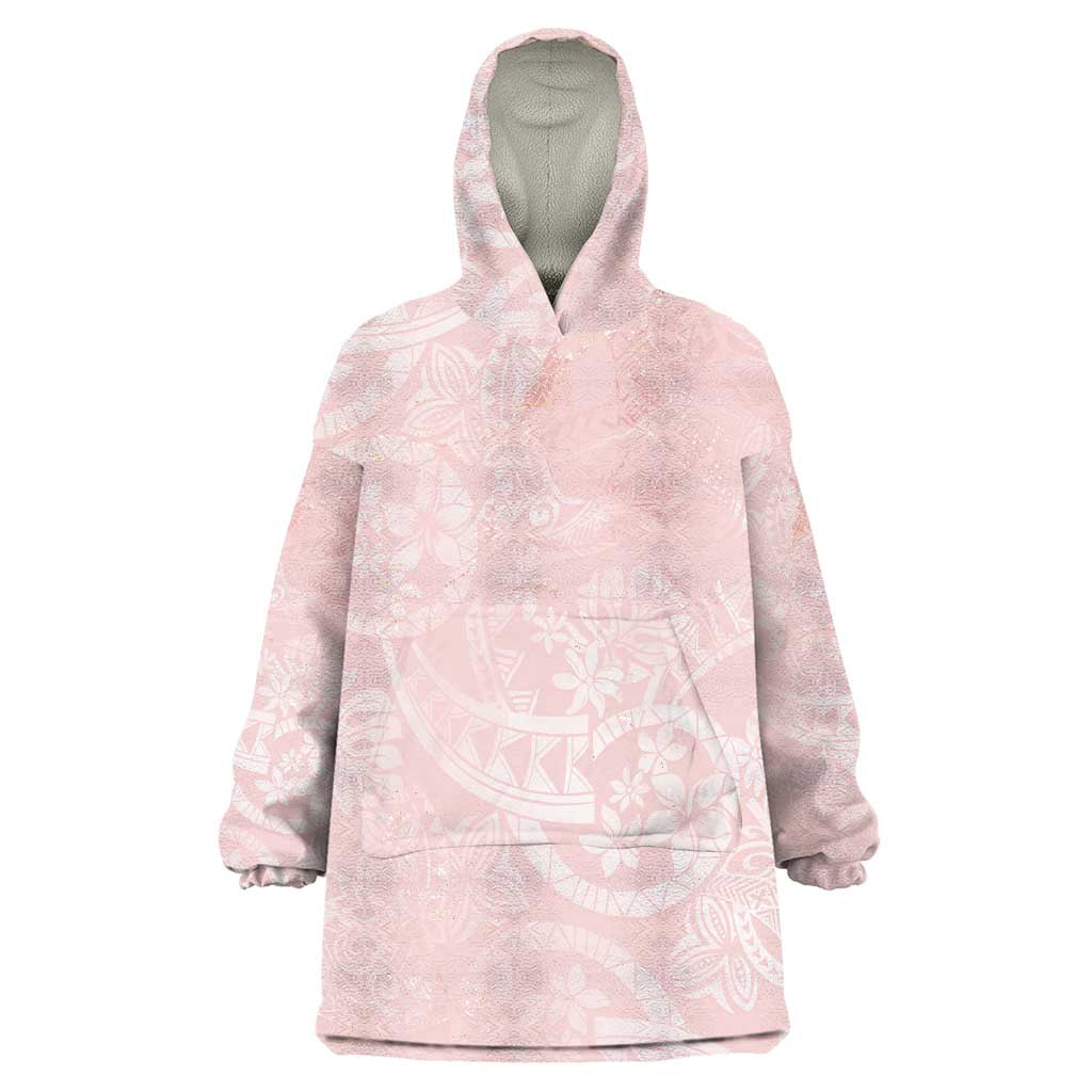 Polynesian Tiare Monstera Soft Pink Wearable Blanket Hoodie Liquid Style LT01 One Size Pink - Polynesian Pride