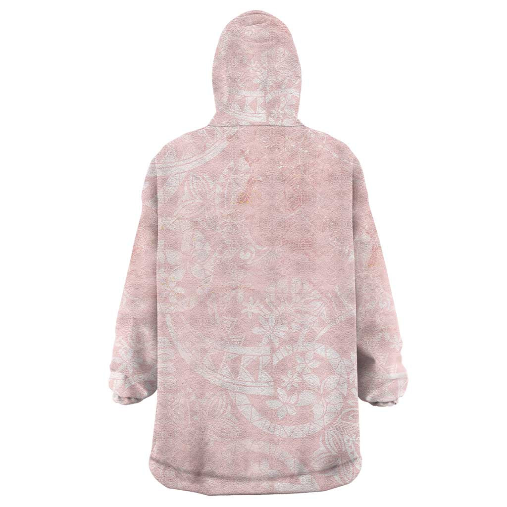 Polynesian Tiare Monstera Soft Pink Wearable Blanket Hoodie Liquid Style - Polynesian Pride