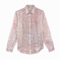 Polynesian Tiare Monstera Soft Pink Women Casual Shirt Liquid Style - Polynesian Pride
