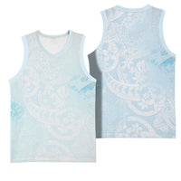 Polynesian Tiare Monstera Baby Blue Basketball Jersey Liquid Style - Polynesian Pride