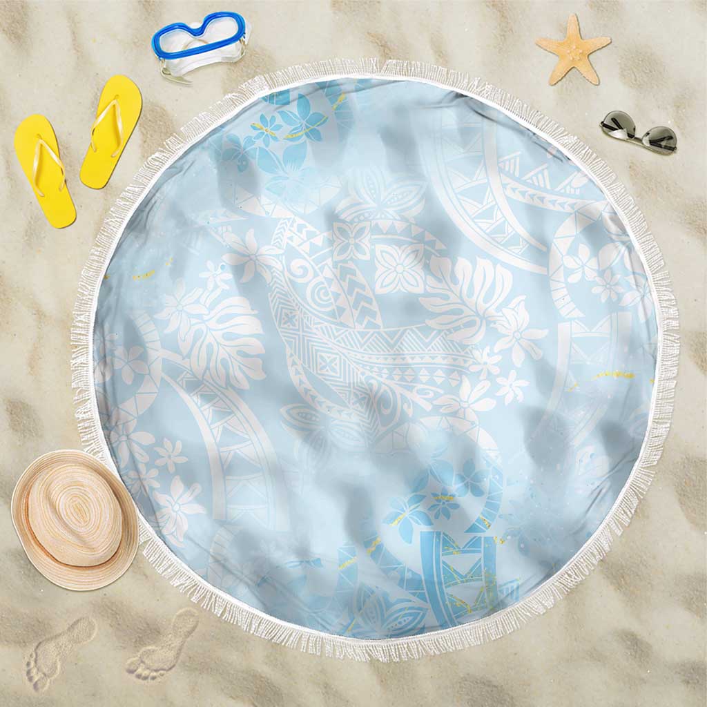 Polynesian Tiare Monstera Baby Blue Beach Blanket Liquid Style LT01 One Size 150cm Blue - Polynesian Pride