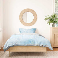 Polynesian Tiare Monstera Baby Blue Bedding Set Liquid Style - Polynesian Pride