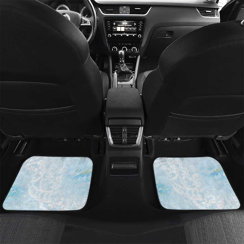 Polynesian Tiare Monstera Baby Blue Car Mats Liquid Style - Polynesian Pride