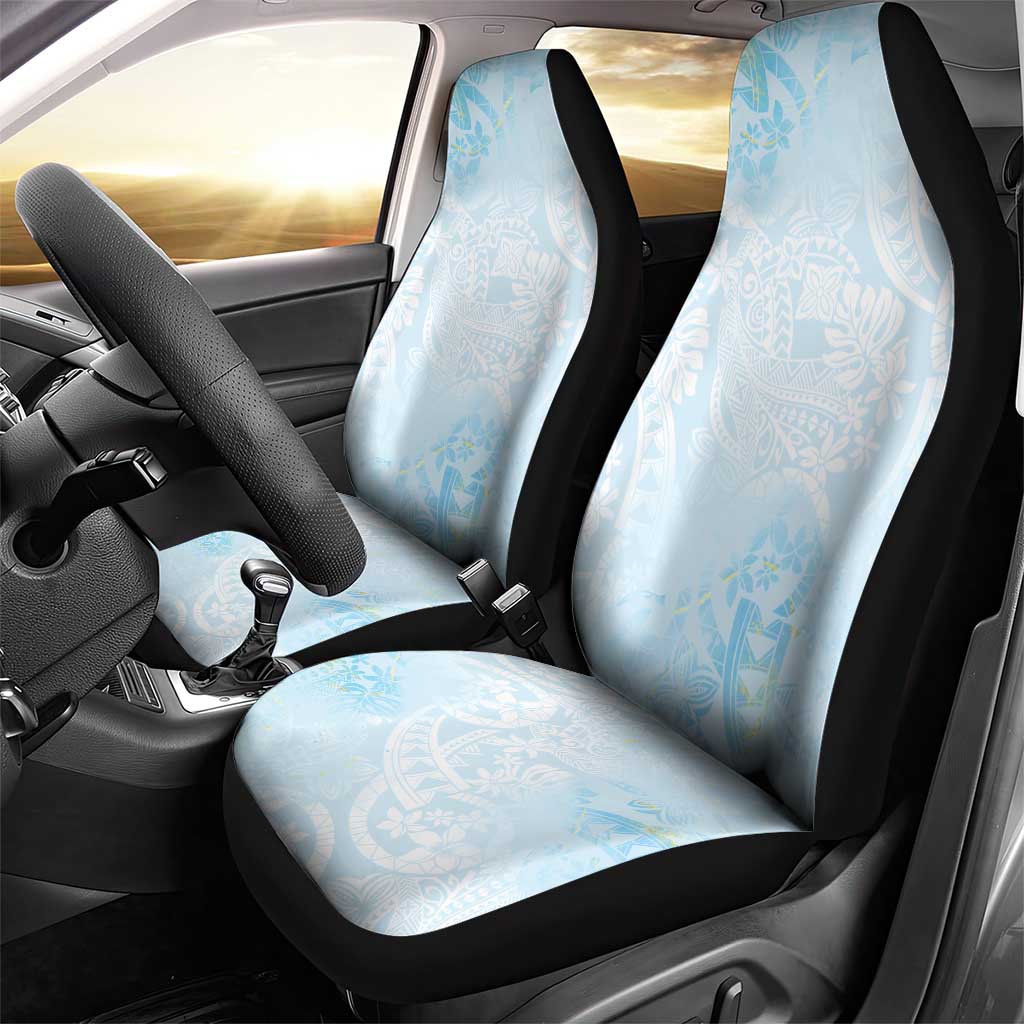 Polynesian Tiare Monstera Baby Blue Car Seat Cover Liquid Style - Polynesian Pride