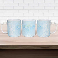 Polynesian Tiare Monstera Baby Blue Ceramic Mug Liquid Style - Polynesian Pride
