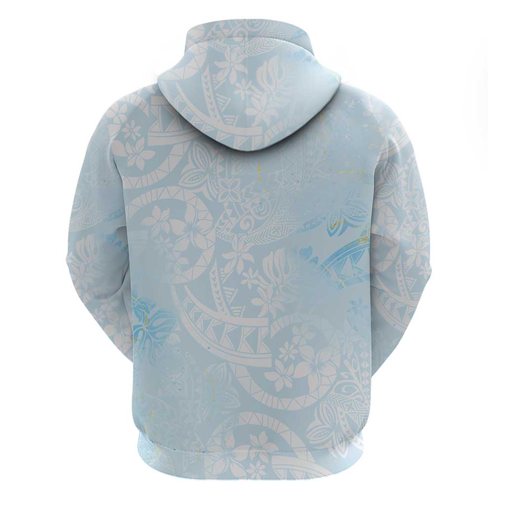 Polynesian Tiare Monstera Baby Blue Hoodie Liquid Style - Polynesian Pride