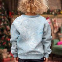 Polynesian Tiare Monstera Baby Blue Kid Ugly Christmas Sweater Liquid Style - Polynesian Pride