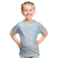 Polynesian Tiare Monstera Baby Blue Kid T Shirt Liquid Style - Polynesian Pride