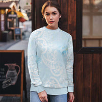 Polynesian Tiare Monstera Baby Blue Ugly Christmas Sweater Liquid Style - Polynesian Pride