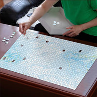 Polynesian Tiare Monstera Baby Blue Puzzle Liquid Style - Polynesian Pride