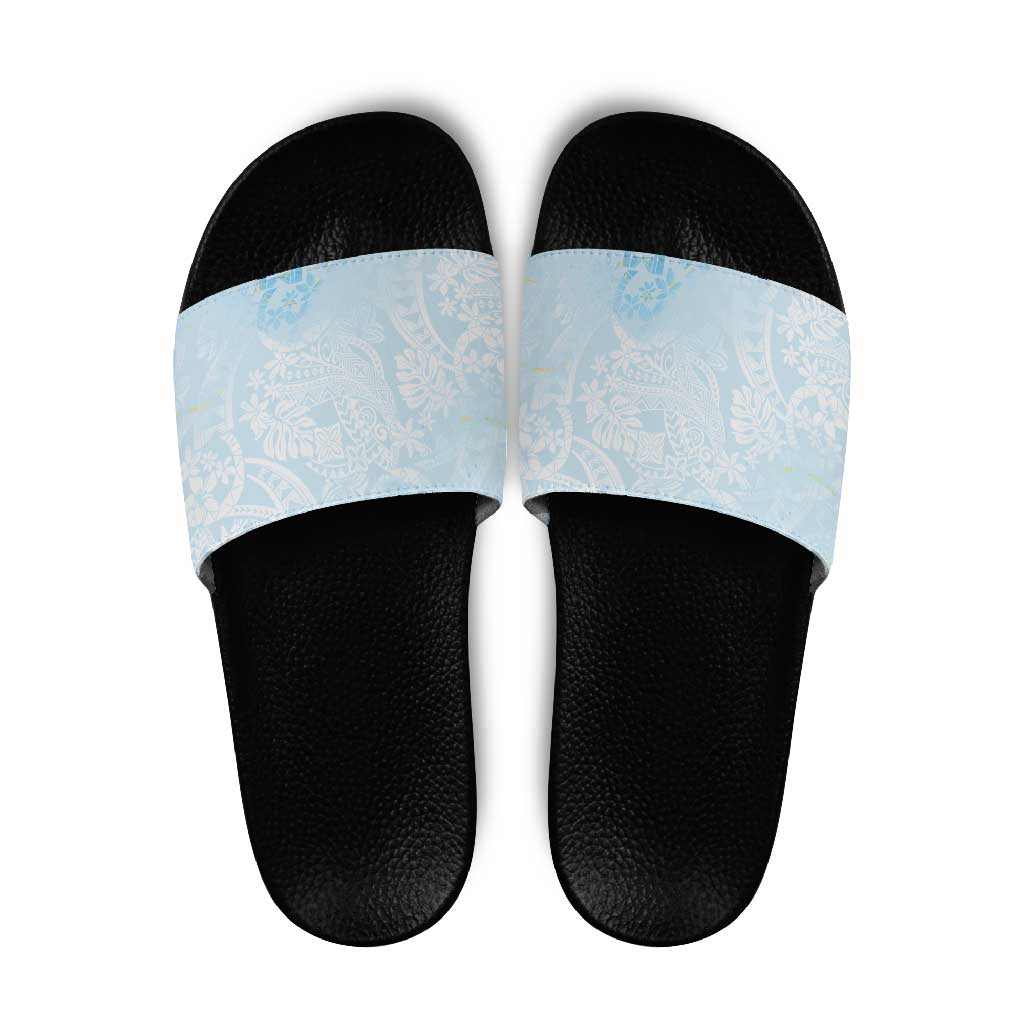 Polynesian Tiare Monstera Baby Blue Slide Sandals Liquid Style LT01 Blue - Polynesian Pride