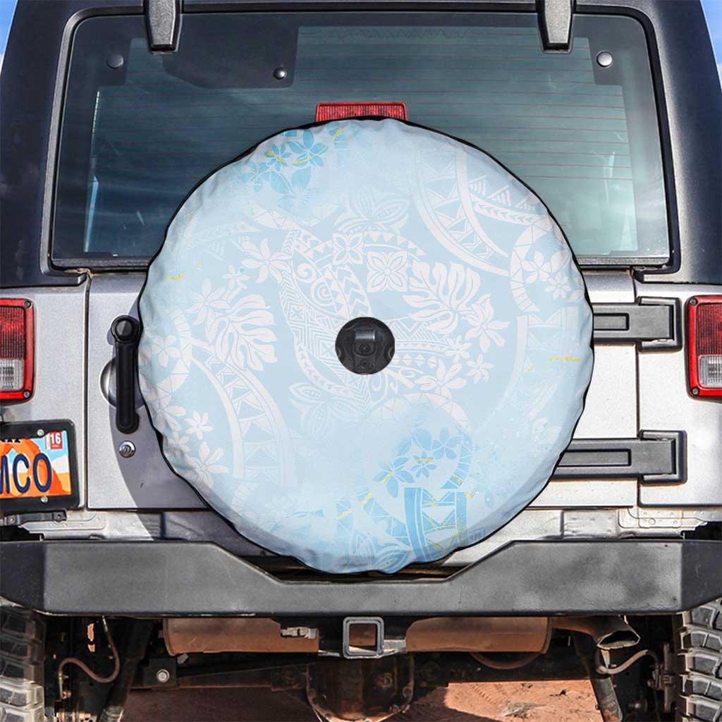 Polynesian Tiare Monstera Baby Blue Spare Tire Cover Liquid Style LT01 Blue - Polynesian Pride