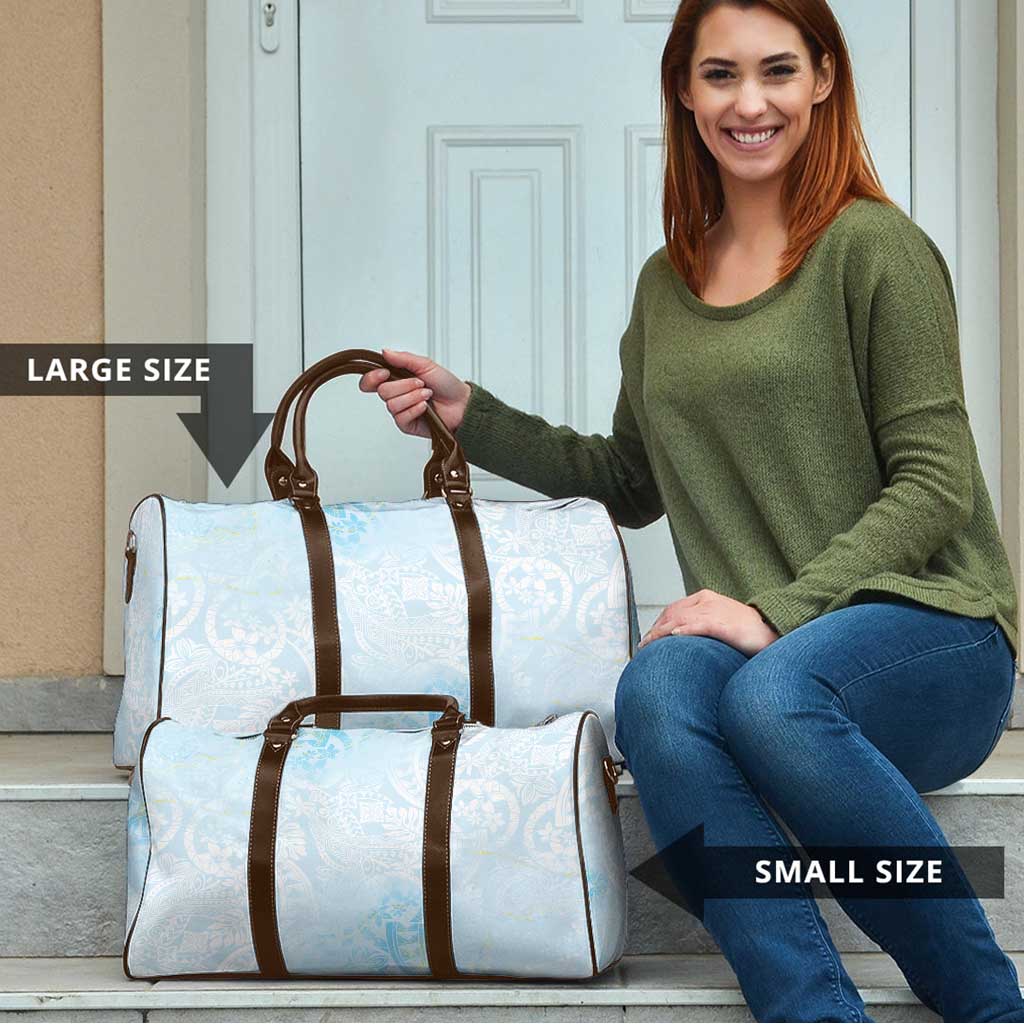 Polynesian Tiare Monstera Baby Blue Travel Bag Liquid Style - Polynesian Pride