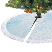 Polynesian Tiare Monstera Baby Blue Tree Skirt Liquid Style - Polynesian Pride