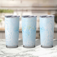 Polynesian Tiare Monstera Baby Blue Tumbler Cup Liquid Style - Polynesian Pride