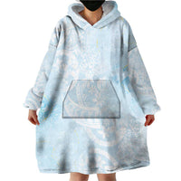 Polynesian Tiare Monstera Baby Blue Wearable Blanket Hoodie Liquid Style - Polynesian Pride