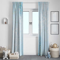 Polynesian Tiare Monstera Baby Blue Window Curtain Liquid Style - Polynesian Pride