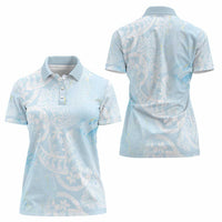 Polynesian Tiare Monstera Baby Blue Women Polo Shirt Liquid Style - Polynesian Pride
