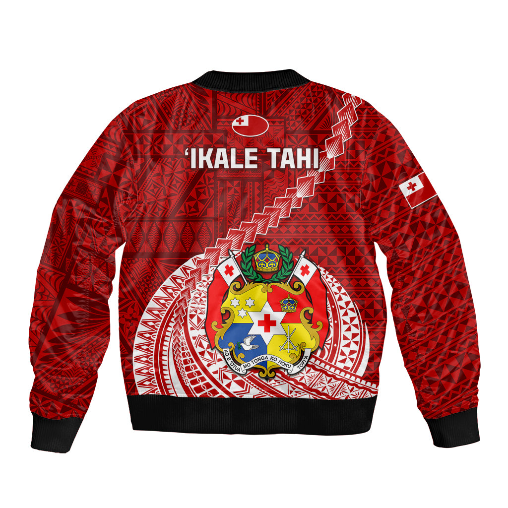 Tonga Rugby Bomber Jacket Tongan Ngatu Pattern White Version LT01 - Polynesian Pride