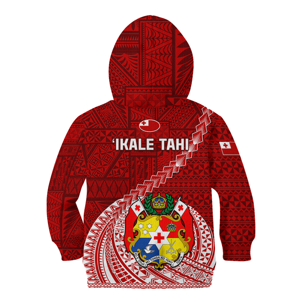 Tonga Rugby Kid Hoodie Tongan Ngatu Pattern White Version LT01 - Polynesian Pride