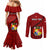 Tonga Rugby Couples Matching Mermaid Dress and Long Sleeve Button Shirts Tongan Ngatu Pattern Black Version LT01 - Polynesian Pride