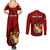 Tonga Rugby Couples Matching Summer Maxi Dress and Long Sleeve Button Shirts Tongan Ngatu Pattern Black Version LT01 - Polynesian Pride
