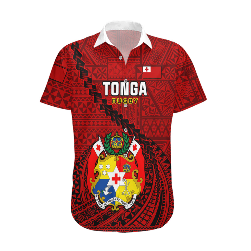 Tonga Rugby Hawaiian Shirt Tongan Ngatu Pattern Black Version LT01 Red - Polynesian Pride