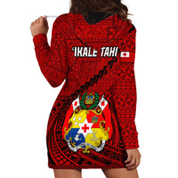 Tonga Rugby Hoodie Dress Tongan Ngatu Pattern Black Version LT01 - Polynesian Pride