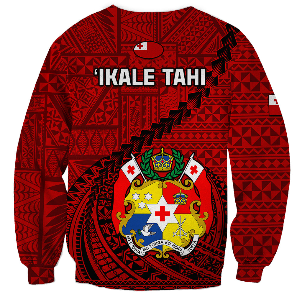 Tonga Rugby Sweatshirt Tongan Ngatu Pattern Black Version LT01 - Polynesian Pride